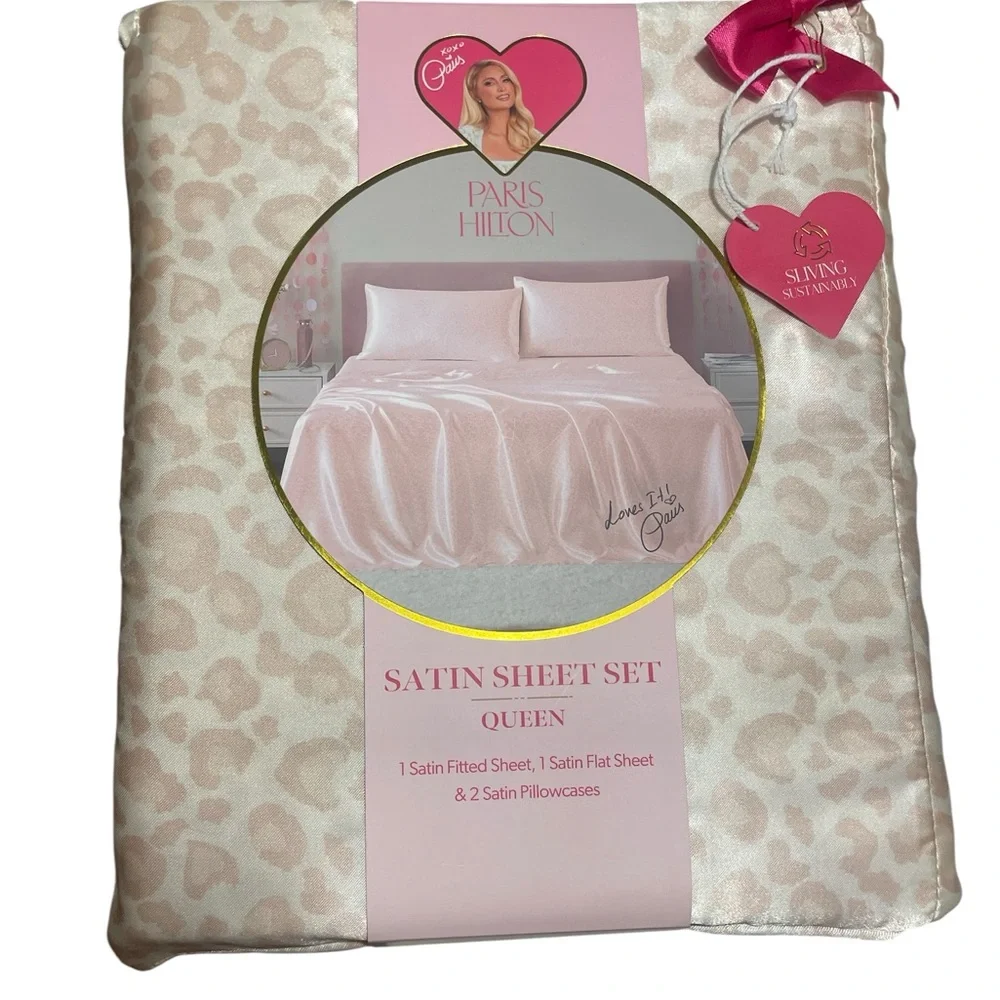 Paris Hilton Satin Sheet Set - Queen, Soft Pink - NWT - Sheet & Pillowcases